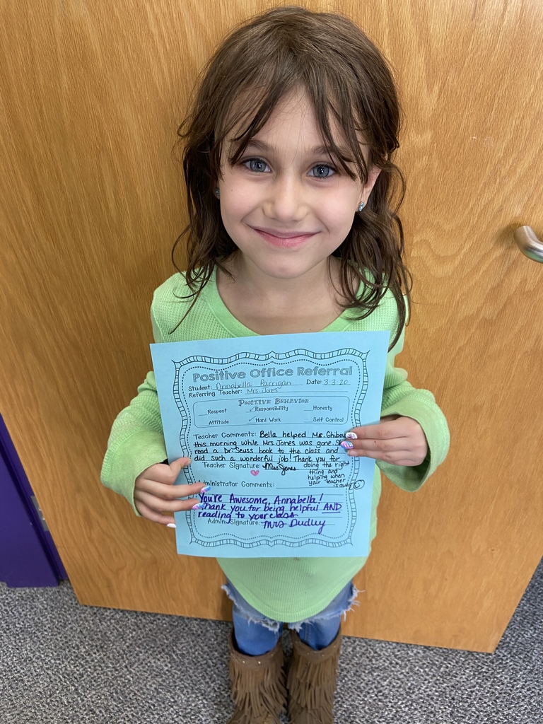 Annabella received a positive office referral for being a class helper!